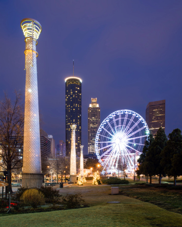 Centennial Olympic Park in Atlanta at night
