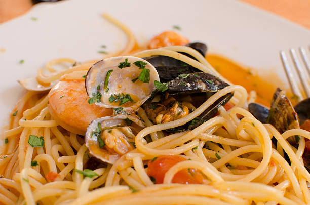 istock Spaghetti with seafood - spaghetti with seafood 502964278
