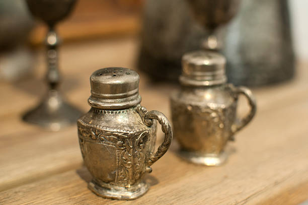 istock Retro silver salt and pepper shaker 502964994