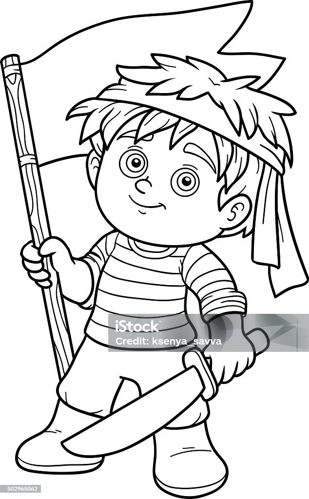Coloring book for children (pirate boy) Coloring book, education game for children (pirate boy) 2015 stock vector