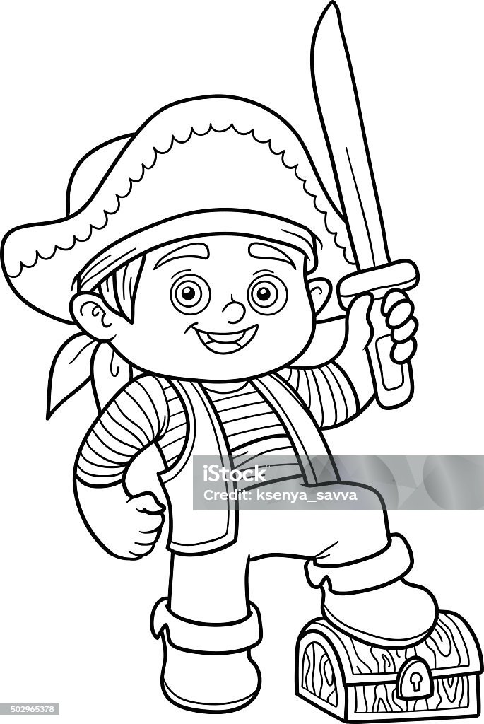 Coloring book for children (pirate boy) Coloring book, education game for children (pirate boy) 2015 stock vector