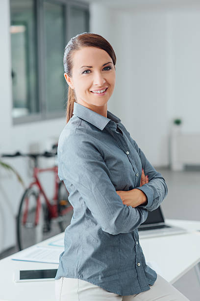 istock Confident beautiful business woman posing 502965422