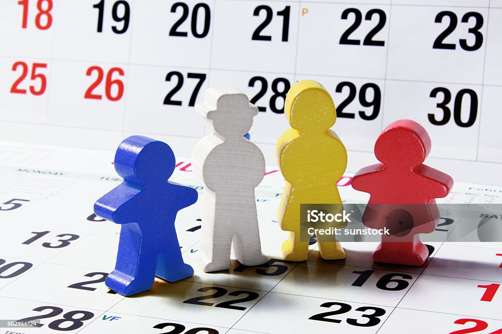 Family Figures on Calendar Page 2015 Stock Photo