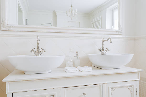 istock Ecru washbasins for big family 502968006