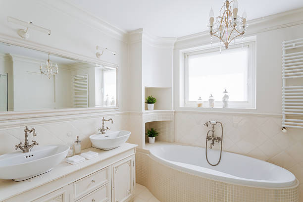 istock Showy bathroom in cream colors 502968056