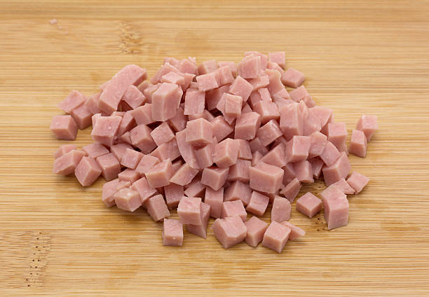istock Diced ham on a wood cutting board 502968510