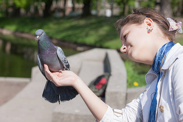 istock Girl  communicates with dove 502969090