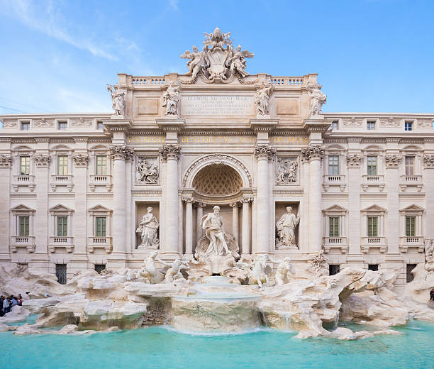 fontanna di trevi, rzym, włochy. - trevi fountain rome fountain monument zdjęcia i obrazy z banku zdjęć