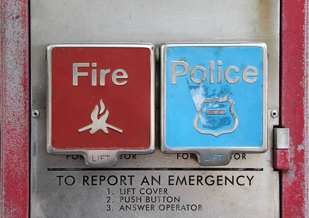 Emergency Call Post for Fire and Police Department American Emergency Call Button Post for Fire and Police Department police and firemen stock pictures, royalty-free photos & images