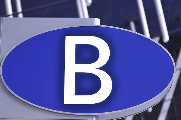 istock Illuminated letter B sign on check-in gate at the airport 502970655