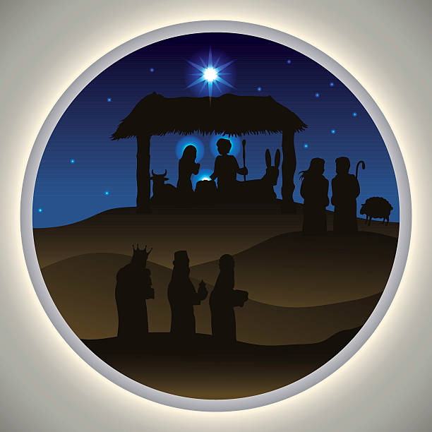 istock Nativity Scene Silhouettes in a Beauty Landscape. 502970924