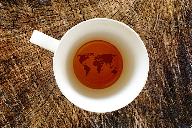 istock world map of empty white cup of hot coffee 502971563