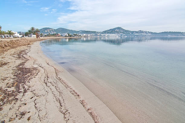 Ibiza, Balearic islands, Spain - December 17, 2015: Talamanca beach on a sunny winter morning in December.