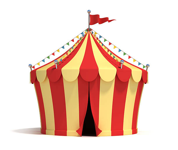 namiot cyrkowy 3d ilustracja - circus circus tent carnival tent zdjęcia i obrazy z banku zdjęć