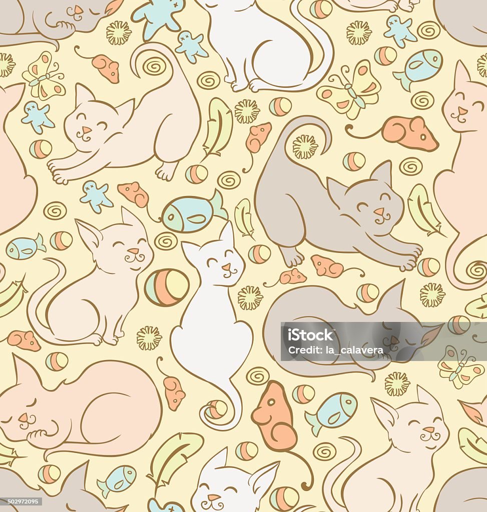 Cat Activity Pattern Design Pattern With Playing Cats Stock Illustration - Download Image Now ...