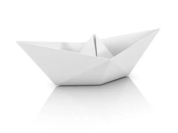 Photo of paper boat 3d illustration