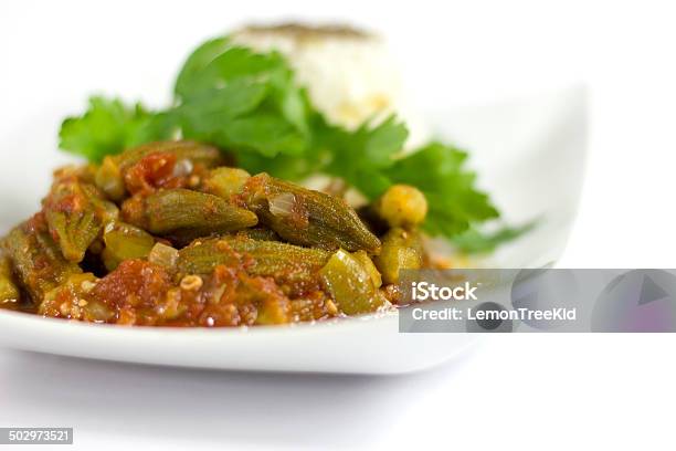 Stewed Okra With Rice Turkish Style Close Up Isolated Stock Photo - Download Image Now