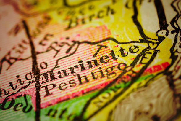 istock Marinette, Wisconsin on an Antique map 502973948