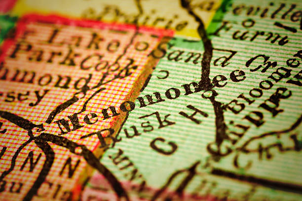 istock Menomonie, Wisconsin on an Antique map 502973980