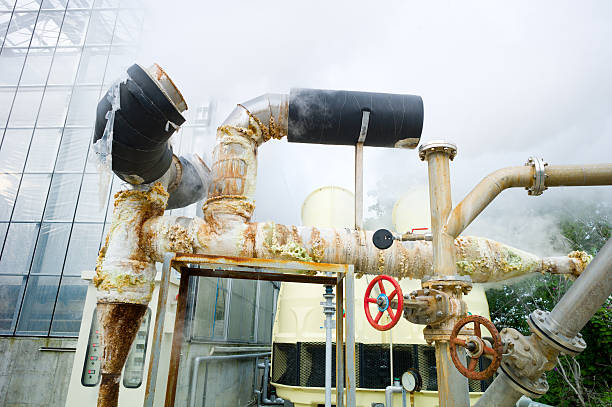 geothermic roślin, beppu, japonia - geothermal power station pipe steam alternative energy zdjęcia i obrazy z banku zdjęć