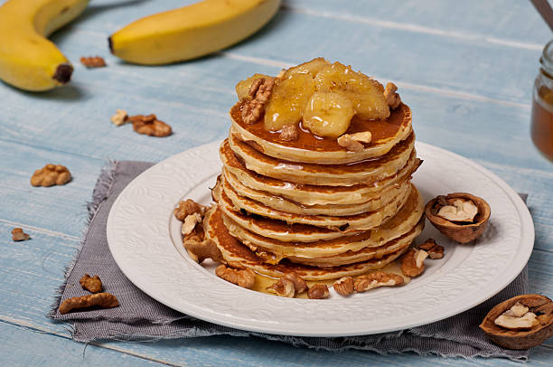 istock Pancakes with caramelized banana, nuts and honey 502974438