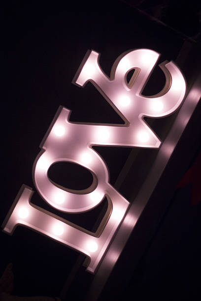 istock Romantic neon love sign at night 502974968