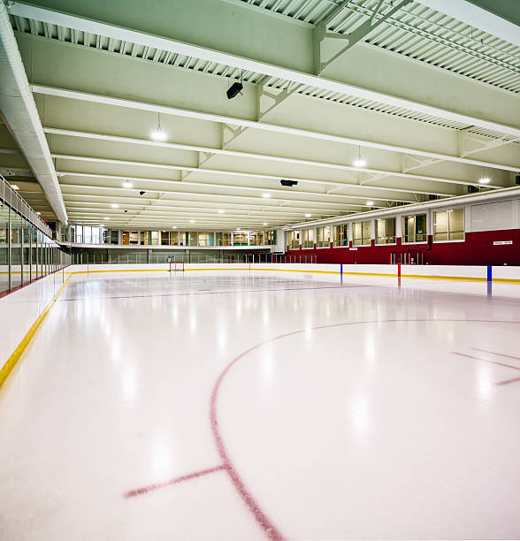 Interior hockey rink Interior hockey rink with clean ice. ice rink stock pictures, royalty-free photos & images