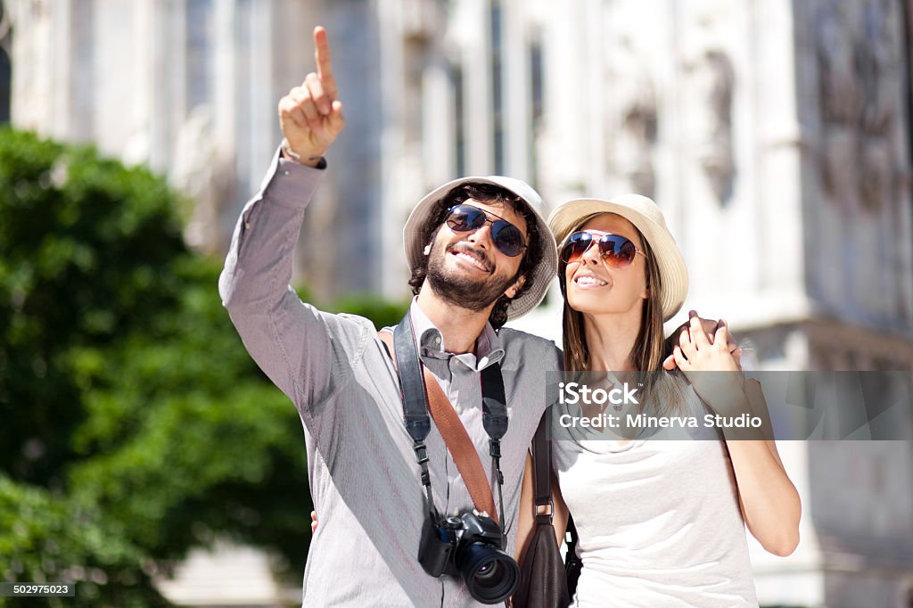 Couple of tourists in the city Adult Stock Photo