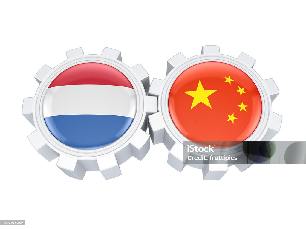 Dutch et chinois flags sur un rythme. - Photo de Affaires libre de droits