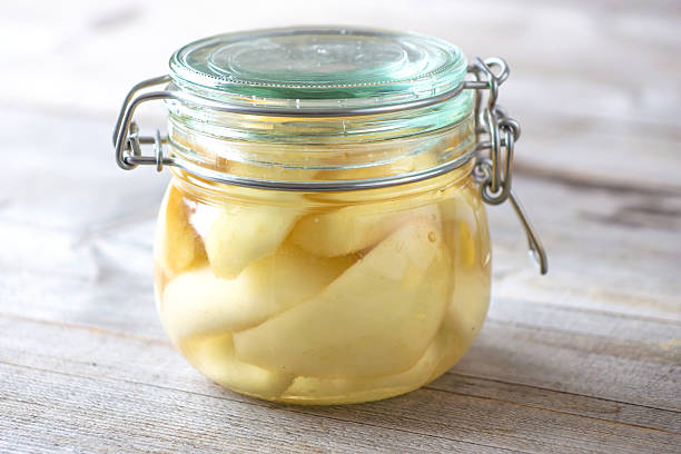 istock Preserved fruit.Homemade pears compote 502975466
