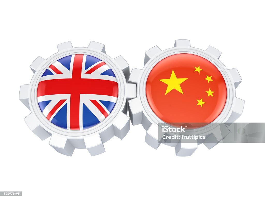 British e pavilhões chineses em um gears. - Foto de stock de Bandeira royalty-free