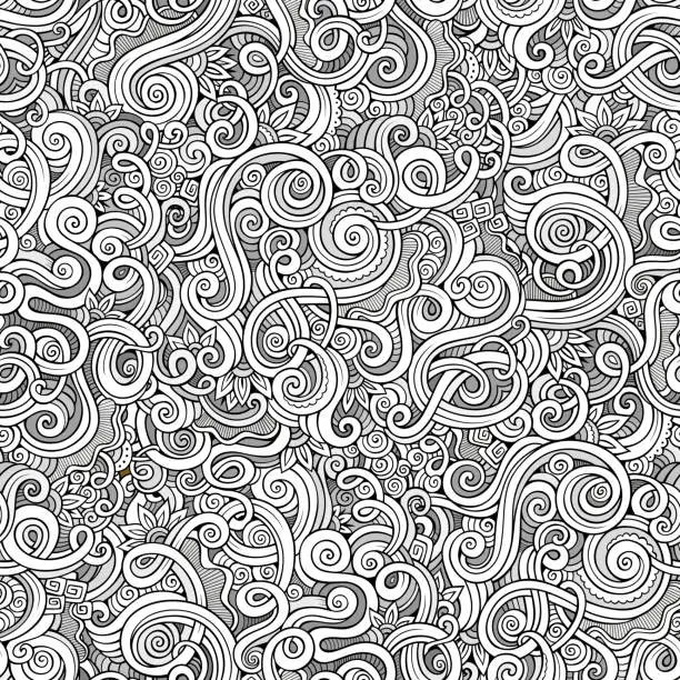 Vector illustration of Decorative hand drawn doodle nature ornamental curl  seamless pattern