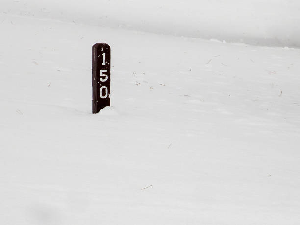 istock Golf distance marker in the snow 502977240