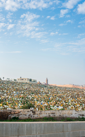 Rabat, Morocco - December 11, 2015: Muslim cemetery of Rabat. View from Kasbah of the Udayas.