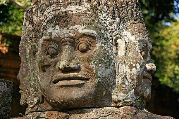 istock Close up of statue, Victory gate bridge, Angkor Thom, Cambodia 502977425