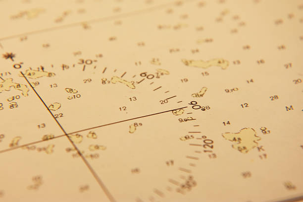 Fragment Of Vintage Yellow Nautical Chart