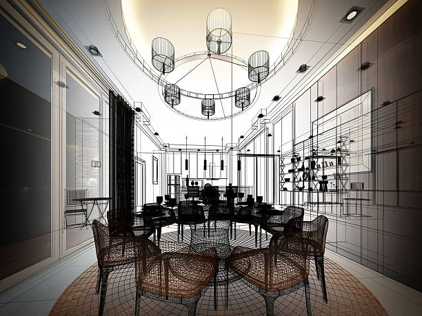 istock abstract sketch design of interior dining room 502990504