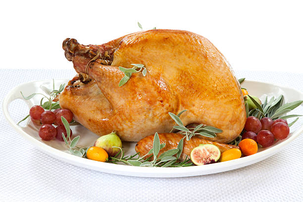istock Roasted Turkey on tray over white 502991113