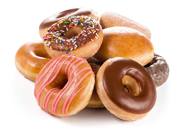 istock Pile of Different Donuts on White Background 502991409