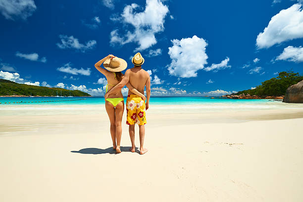 istock Couple on a beach at Seychelles 502991951