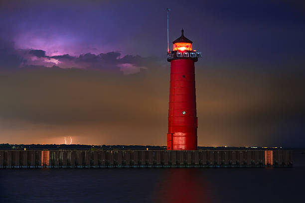 Lighthouse Lightning stock photo