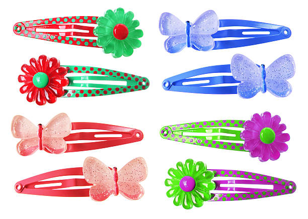 Hair Clips Hair Clips on White Background hair clip stock pictures, royalty-free photos & images