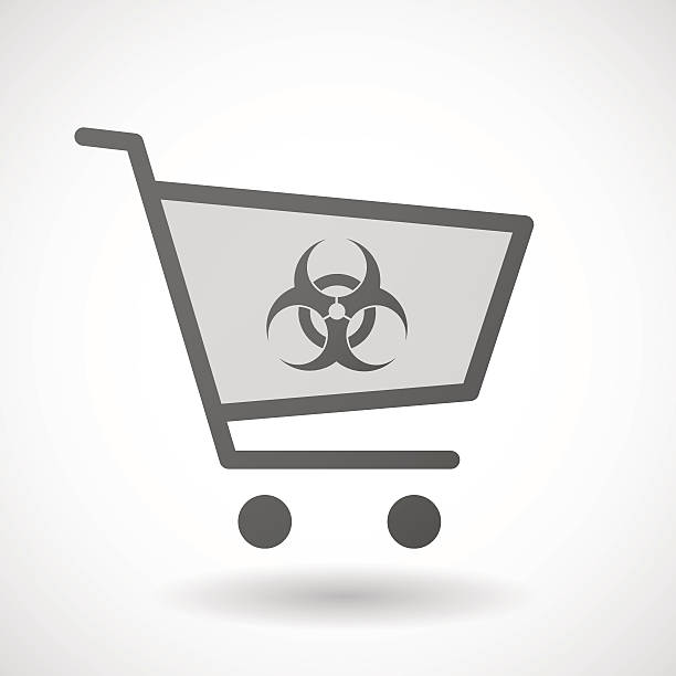 shopping cart icon с знак биологической опасности - biohazard symbol computer bug biology virus stock illustrations