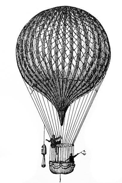Antique Flying Balloon Antique engraving illustration of a Flying Balloon black and white balloons stock illustrations