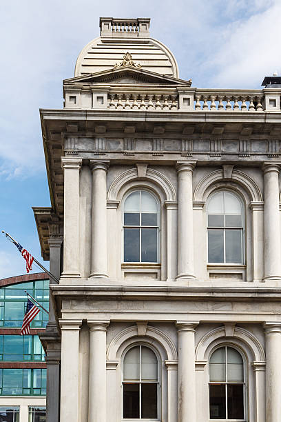 istock Stone Building with American Flags on Side 502996523