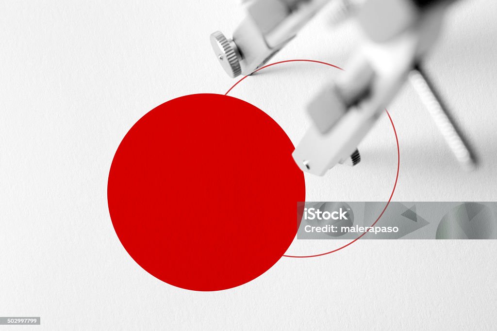 Compass Zeichnung einen roten Kreis - Lizenzfrei Geometriestunde Stock-Foto
