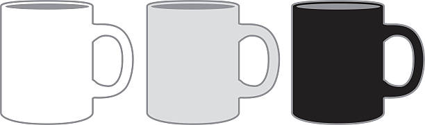 Three Coffee Mugs Vector illustration of three coffee mugs. One white, one gray and one black. mug illustrations stock illustrations