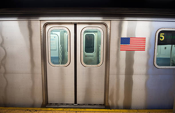New York Subway at the station stock photo