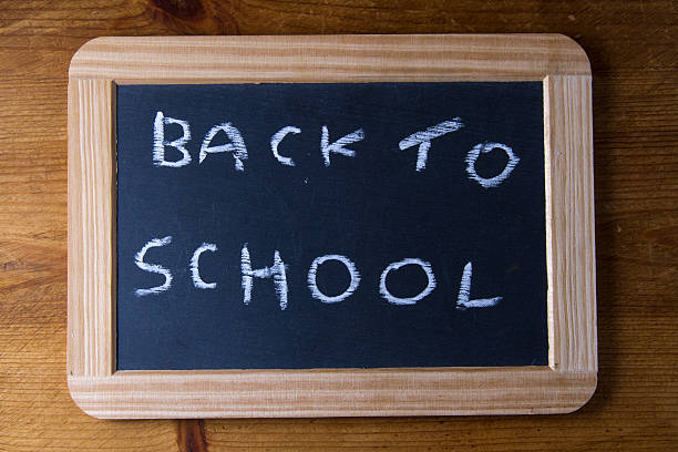 istock Back to school, written on replica old blackboard writing slate. 503006891