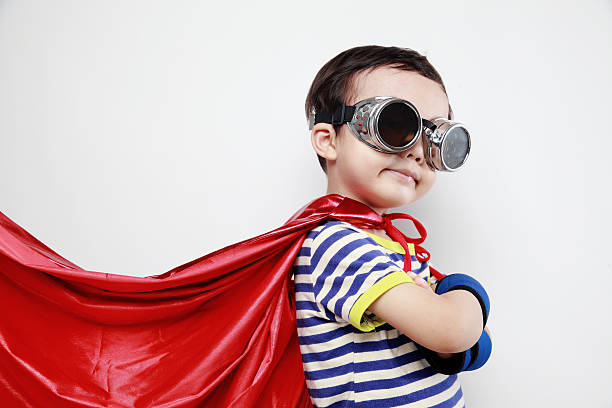 super hero Cute asia children cape garment photos stock pictures, royalty-free photos & images